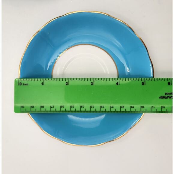 1960s Colclough Ballet Harlequin Blue Bone China Teacup Saucer Set Ridgway - Picture 15 of 16